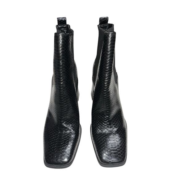 Circus by Sam Edelman Pull on Booties Black Snakeskin 10M Square Toe chunky heel - Picture 2 of 10